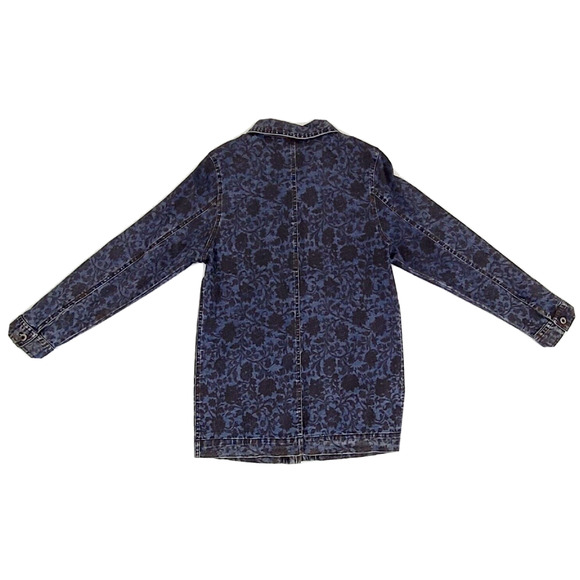 NADIA Blue Jean Jacket With Black Floral Design Button Up Size Large Made in USA - Picture 11 of 11